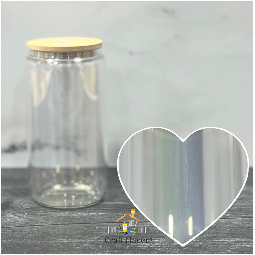 16oz Glass Jar with Rainbow Finish