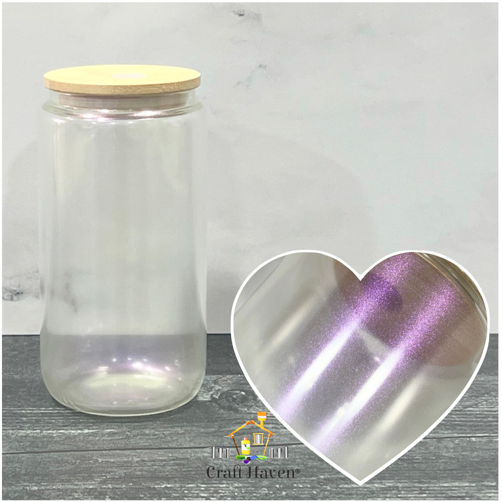16oz Glass Jar with Shimmer Purple Finish